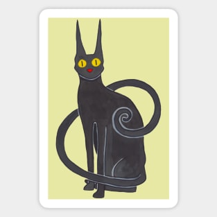 Black cat with yellow eyes Magnet